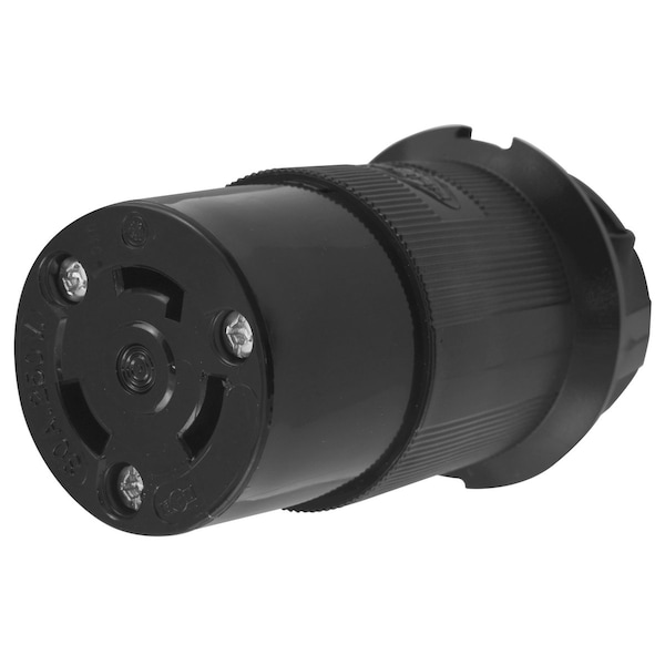 Hubbell Wiring Device-Kellems Locking Connector, L6-30R, 30 A, 250V AC, Single Phase, 2 Pole, Screw Terminals, Black HBL2623EBK - main